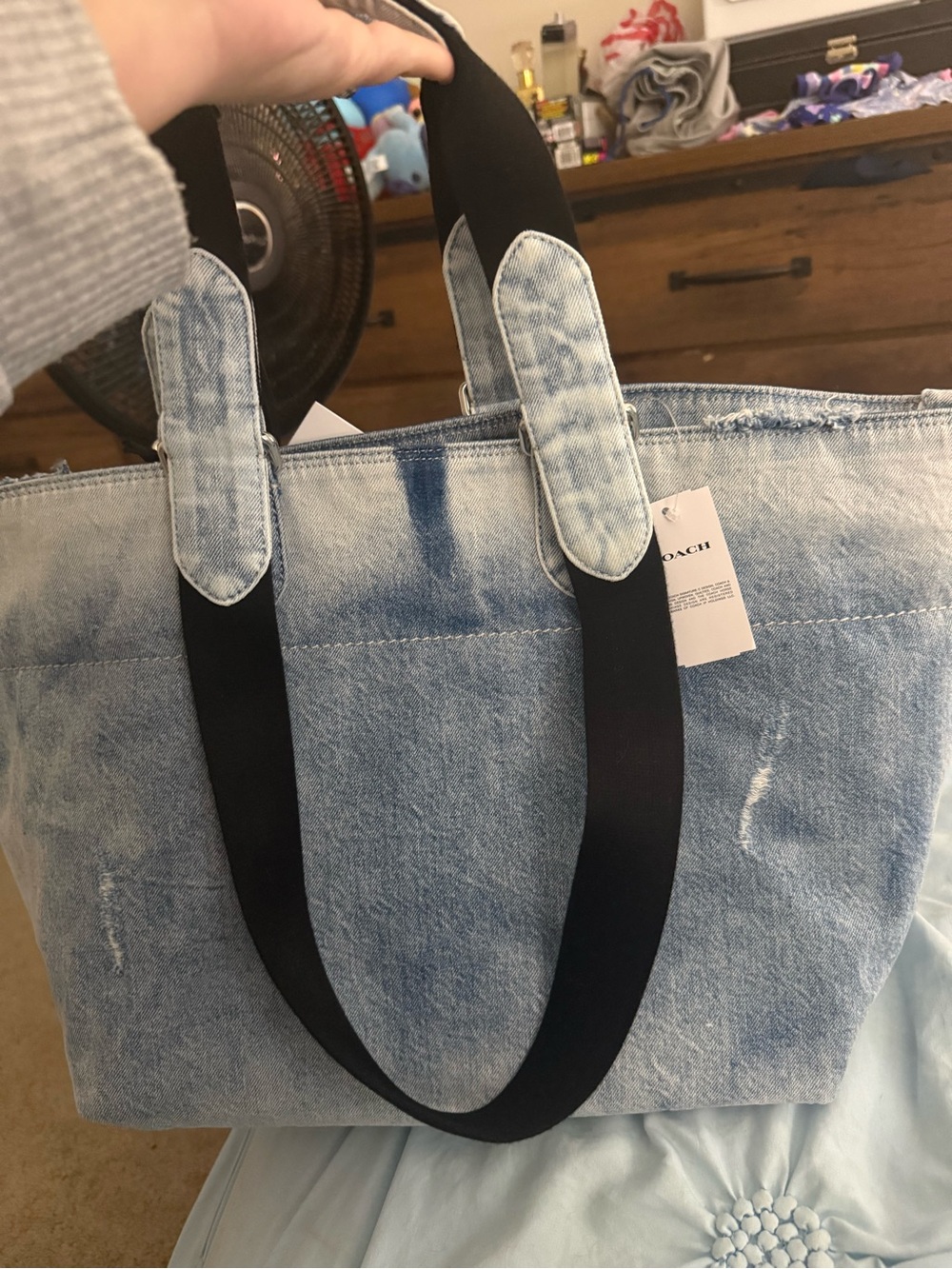 Coach New York Denim Tote Bag in Light Blue - Picture 5 of 10